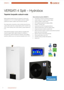 Tepelné čerpadlo GREE VERSATI 4 Split – Hydrobox, náhled PDF katalogu